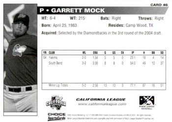 2005 Choice Carolina-California All-Stars #46 Garrett Mock Back