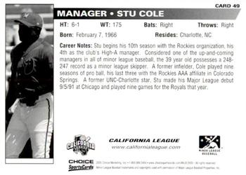 2005 Choice Carolina-California All-Stars #49 Stu Cole Back