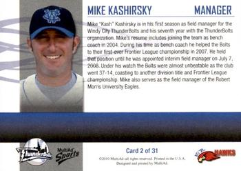 2010 MultiAd Windy City ThunderBolts #2 Mike Kashirsky Back
