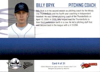 2010 MultiAd Windy City ThunderBolts #4 Billy Bryk Back
