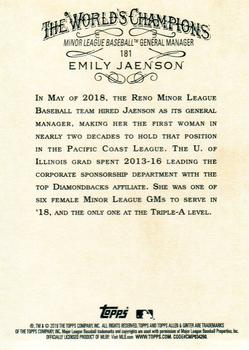 2019 Topps Allen & Ginter - Gold #181 Emily Jaenson Back