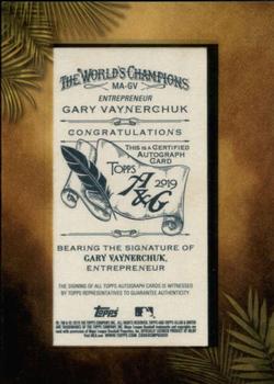 2019 Topps Allen & Ginter - Non-Baseball Framed Mini Autographs #MA-GV Gary Vaynerchuk Back