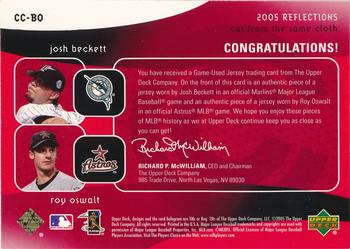 2005 Upper Deck Reflections - Cut From the Same Cloth Dual Jersey Red #CC-BO Josh Beckett / Roy Oswalt Back