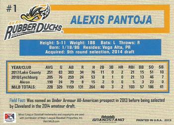 2019 Grandstand Akron RubberDucks #NNO Alexis Pantoja Back