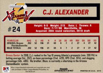 2019 Grandstand Mississippi Braves #NNO C.J. Alexander Back