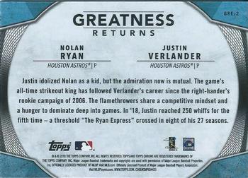 2019 Topps Chrome - Greatness Returns #GRE-2 Nolan Ryan / Justin Verlander Back
