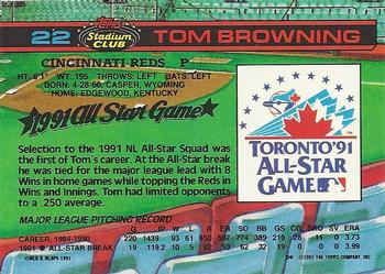 1992 Stadium Club Dome #22 Tom Browning Back