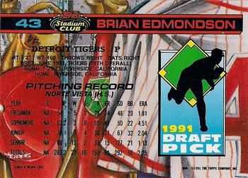 1992 Stadium Club Dome #43 Brian Edmondson Back