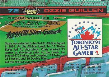 1992 Stadium Club Dome #72 Ozzie Guillen Back
