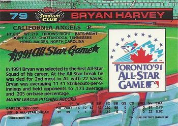 1992 Stadium Club Dome #79 Bryan Harvey Back