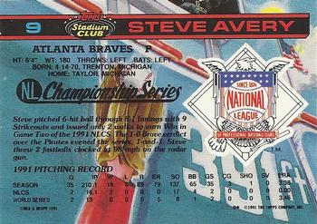 1992 Stadium Club Dome #9 Steve Avery Back