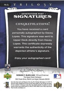 2005 Upper Deck Trilogy - Generations Past Signatures Gold #PA-DL Davey Lopes Back