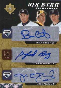 2005 Upper Deck Ultimate Collection - Six Star Signatures #NNO Brian Giles / Gaylord Perry / Jake Peavy / Khalil Greene / Mark Loretta / Tony Gwynn Front