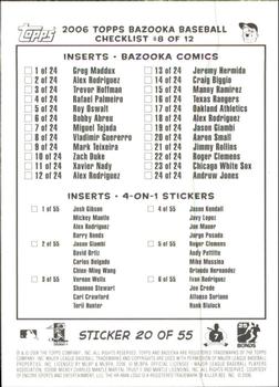 2006 Bazooka - 4-on-1 Stickers #20 Huston Street / Francisco Rodriguez / Joe Nathan / Billy Wagner Back