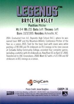 2019 Choice Lexington Legends #14 Bryce Hensley Back