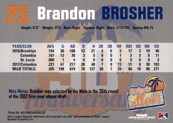 2018 Grandstand St. Lucie Mets #NNO Brandon Brosher Back