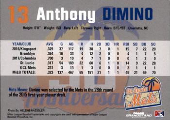 2018 Grandstand St. Lucie Mets #NNO Anthony Dimino Back