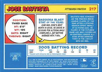 2006 Bazooka - Blue Fortune #217 Jose Bautista Back