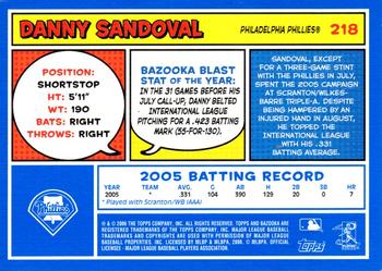 2006 Bazooka - Blue Fortune #218 Danny Sandoval Back