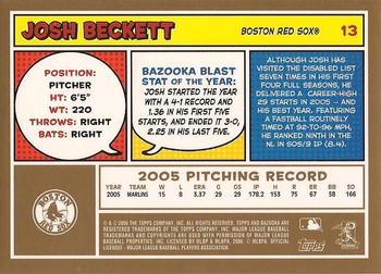 2006 Bazooka - Gold Chunks #13 Josh Beckett Back