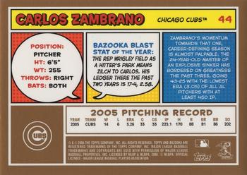 2006 Bazooka - Gold Chunks #44 Carlos Zambrano Back