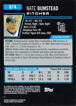 2006 Bowman - Prospects #B74 Nate Bumstead Back