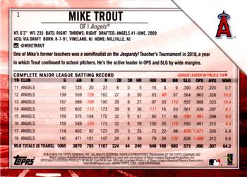 2019 Topps National Baseball Card Day #1 Mike Trout Back