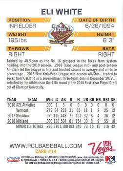 2019 Choice PCL Top Prospects #14 Eli White Back