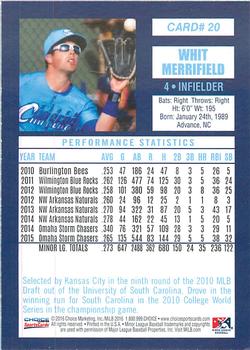 2016 Choice Omaha Storm Chasers #20 Whit Merrifield Back