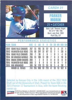 2016 Choice Omaha Storm Chasers #21 Parker Morin Back
