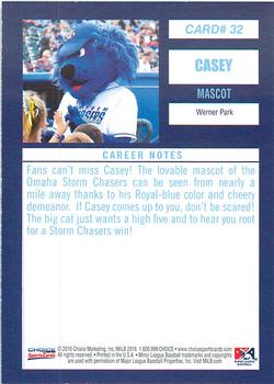 2016 Choice Omaha Storm Chasers #32 Casey Back