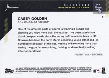 2019 Topps x Gary Vee #5 Casey Golden Back
