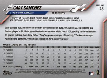 2020 Topps #46 Gary Sanchez Back