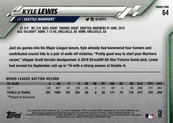 2020 Topps #64 Kyle Lewis Back