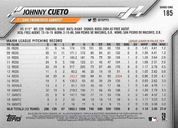 2020 Topps #185 Johnny Cueto Back