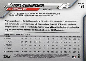2020 Topps #196 Andrew Benintendi Back