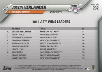 2020 Topps #232 Justin Verlander Back