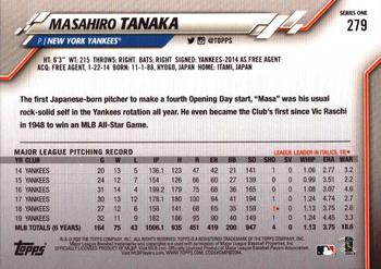 2020 Topps #279 Masahiro Tanaka Back