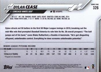 2020 Topps #326 Dylan Cease Back