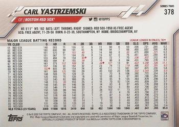 2020 Topps #378 Carl Yastrzemski Back
