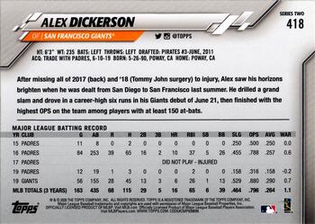 2020 Topps #418 Alex Dickerson Back
