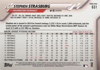 2020 Topps #631 Stephen Strasburg Back