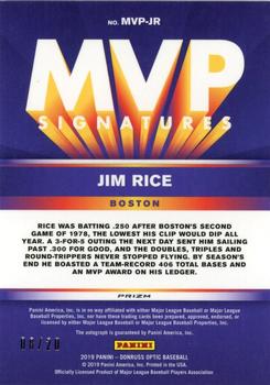 2019 Donruss Optic - MVP Signatures Teal Velocity #MVP-JR Jim Rice Back