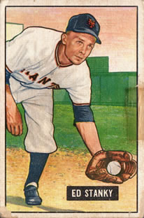 1951 Bowman #13 Eddie Stanky Front
