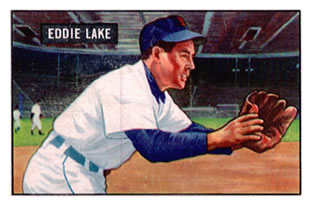 1951 Bowman #140 Eddie Lake Front
