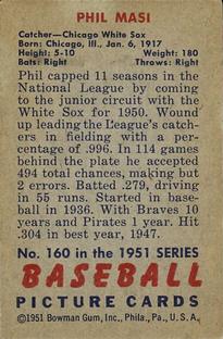 1951 Bowman #160 Phil Masi Back