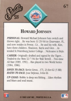 1992 Studio #67 Howard Johnson Back