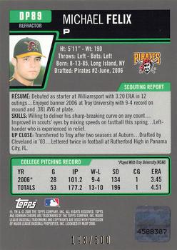 2006 Bowman Draft Picks & Prospects - Chrome Draft Picks Refractors #DP89 Michael Felix Back