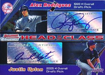 2006 Bowman Draft Picks & Prospects - Head of the Class Dual Autograph #HOC-RU Alex Rodriguez / Justin Upton Front