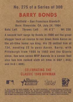 2006 Bowman Heritage - Silver Foil #275 Barry Bonds Back